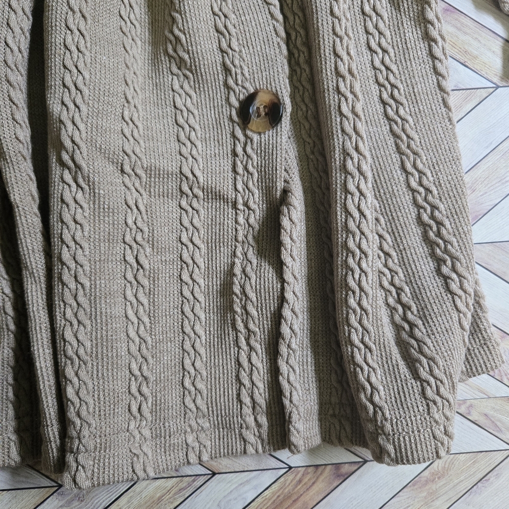 Girls Cottagecore Cable Knit Sweater Dress Button-Side Long Sleeve Ruffle Cuff - Picture 7 of 9